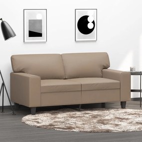 Sofá de 2 lugares 120 cm couro artificial cor cappuccino