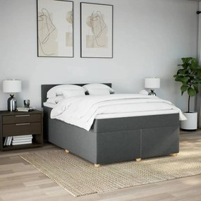 Cama com molas/colchão 140x190 cm tecido cinzento-escuro