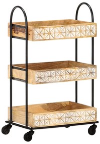 Carrinho de cozinha 3 prateleiras 46x30x76 cm mangueira maciça