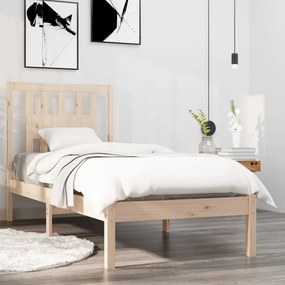 vidaXL Estrutura cama pequena solteiro 75x190 cm madeira maciça