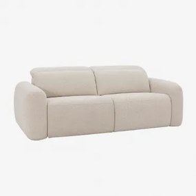 Sofá De 2 Lugares Reclinável E Elétrico Estofado Peggy Chenille Beige Creme - Sklum