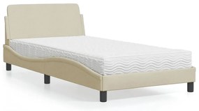 Cama com colchão 100x200 cm tecido cor creme