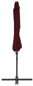 Guarda-sol de jardim cantilever c/ poste de aço 300 cm bordô