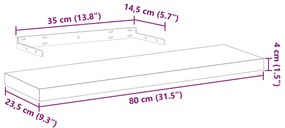 Prateleiras flutuantes 2 pcs 80x23,5x4 cm derivados de madeira