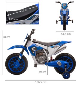 Mota Elétrica para Crianças acima de 3 Anos 12V Mota de Brinquedo Infantil com 2 Rodas de Equilíbrio Velocidade Máx. 8km/h Arranque Suave 106,5x51,5x6