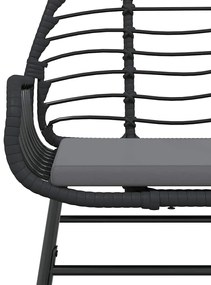 Conjunto de jantar jardim 9 peças almofadas vidro vime PE preto