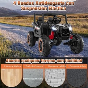 Carro elétrico 24V para crianças 4WD/2WD 4x100W Motores Comando à distância Arranque suave Suspensão com molas Música 2 lugares 3+anos Preto