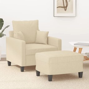Poltrona com apoio de pés 60 cm tecido cor creme