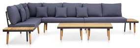 vidaXL 7 lugares conjunto lounge jardim + almofadões acácia castanho