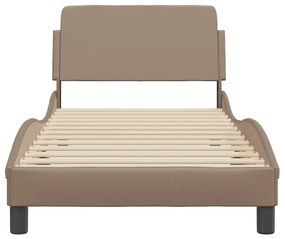 Estrutura cama c/ cabeceira couro artif. 80x200 cm cappuccino