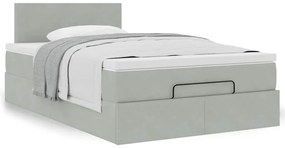Cama otomana com colchão cinza claro 120x190 cm Veludo