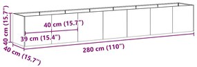 Vaso floreira 280x40x40 cm aço laminado a frio preto