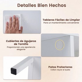 Estante de Arrumação de 3 Níveis, 109 x 34 x 76 cm, 5 Compartimentos, Branco
