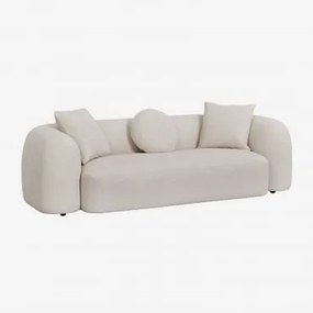 Sofá De 3 Lugares Em Chenille Coco Chenille Grossa Branca - Sklum