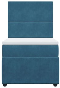 Cama boxspring com colchão 90x200 cm veludo azul