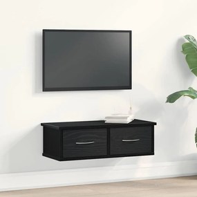 Prateleira de gaveta montada na parede vidaXL Preto Carvalho 60x26x18,