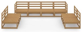 8 pcs conjunto lounge de jardim pinho maciço castanho mel