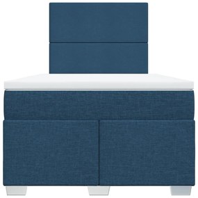 Cama boxspring com colchão 120x190 cm tecido azul