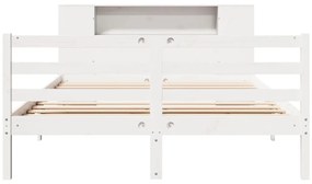 Cama com estante sem colchão 140x190 cm pinho maciço branco