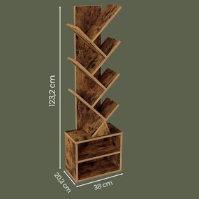 Estante em forma de árvore 20,3 x 38 x 123,2 cm castanha