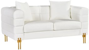 Sofá LARIOS, 2 lugares, estofado 157 x 84 x71 cm pele sintética branca
