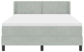 Cama Box Spring vidaXL com Colchão Cinza-Claro 140x190 cm Veludo