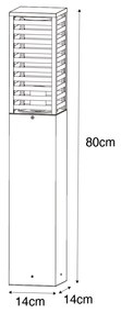 Candeeiro de pé moderno preto com fumo 80 cm IP44 - Reims Moderno