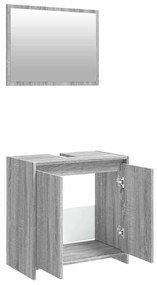 2 pcs conjunto móveis WC derivados de madeira sonoma cinza