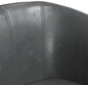 Poltrona com apoio de pés couro artificial cinzento