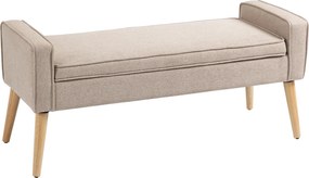 HOMCOM Banco Armazenamento Estofado Linho Tampa Abatível Pés Madeira Design Elegante 120x45x54cm Bege | Aosom Portugal