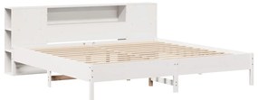 Cama com estante sem colchão 200x200 cm pinho maciço branco