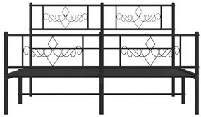 Estrutura de cama com cabeceira e pés 135x190 cm metal preto