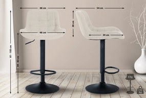 Conjunto de 2 bancos de bar Tover em tecido e com estrutura preta 48 x 81-105 x 54 cm Creme