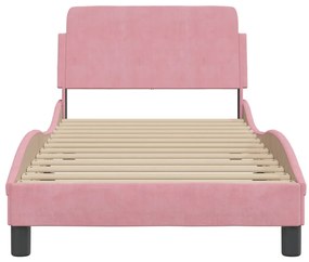Estrutura cama c/ cabeceira sem colchão 90x190 cm veludo rosa