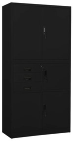 vidaXL Armário de escritório 90x40x180 cm aço preto
