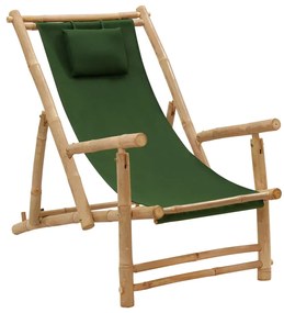 Cadeira de terraço de bambu e lona verde