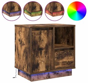 Cômodas de Canto com Luzes LED 2 pcs Carvalho Fumado 50x34,5x50 cm