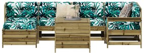 7 pcs conjunto sofás jardim madeira de pinho impregnada