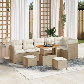 Conjunto de Sofás de Jardim vidaXL para 9 Pessoas com Almofadas Bege R