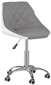vidaXL Cadeira de jantar giratória couro artificial cinzento e branco
