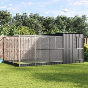 vidaXL Aviário com extensão 497x303x216 cm aço prateado