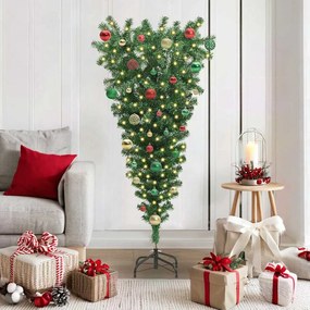 vidaXL Árvore de Natal Artificial Pré-iluminada Invertida com Conjunto de Bolas