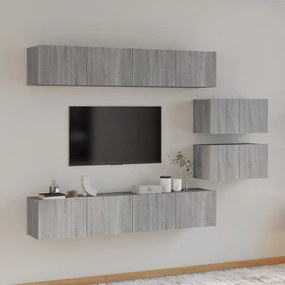 Conjunto móveis de TV 6 pcs madeira processada sonoma cinza