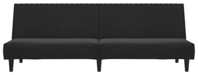 Sofá-cama de 2 lugares veludo preto