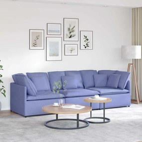 vidaXL Sofá modular com almofadas tecido azul ganga