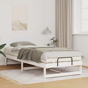 vidaXL Estrutura de Cama com Alças Branco Madeira de pinho maciça