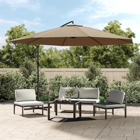 Guarda-sol cantilever c/ poste alumínio 350cm cinza-acastanhado