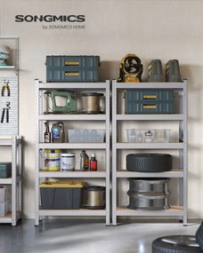 Conjunto 2 Estantes 75 x 30 x 150 cm garagem, arrumos com estrutura em aço prateada