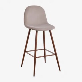 Pack De 2 Bancos Altos Em Veludo Glamm Madeira Escura & Toupeira & ↑75 Cm - Sklum