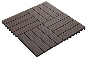 Ladrilho pavimento relevo profundo 11 pcs WPC 1m² cast. escuro